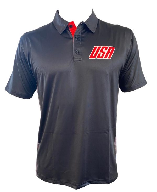 Twenty / 20 USA Performance Polo – Black with Red Accents